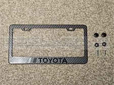 Toyota Retro gray Black Toyota CF Printed Black Aluminum License Plate Frame