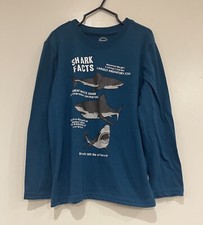 Wonder Nation Kids Boys Shark Facts Cozy Polyester Long Sleeve PJ Top Blue M