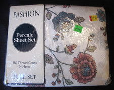 Vintage Percale Full Sheet Set Hamilton Blue 108 Thread Count New in Package