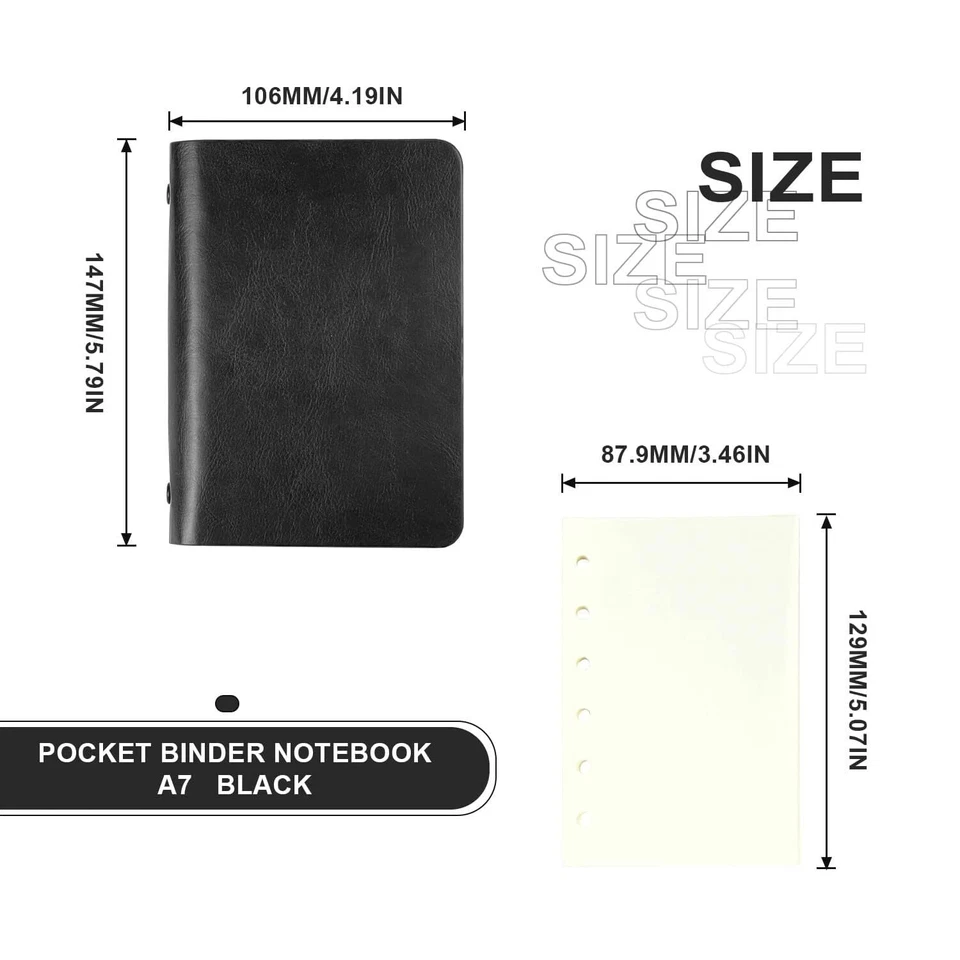 Petit Carnet Cahier de Poche A7 Mini Classeur 6 Anneaux Confortable à Tenir C... - Photo 2/4