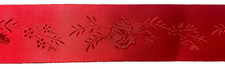 RED ROSE FLORAL SATIN RIBBON - approx. 1  " wide, 10 yards 18" long - 76