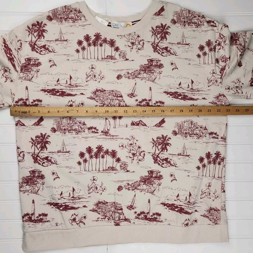 Pullover C&C California para mujer talla grande beige con gráficos náuticos granate nuevo con etiquetas - Imagen 5 de 18