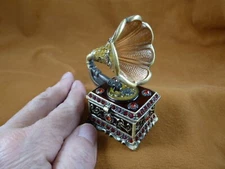 M336-A miniature Red bronze + yellow enamel GRAMOPHONE trinket box music themed