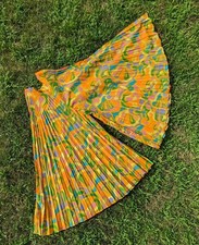 FLAMBOYANT VINTAGE 1960  S PSYCHEDELIC PRINT PALAZZO PANTS W KNIFE PLEATS 