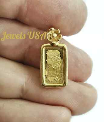 Lady Fortuna Gold Bullion Bar Necklace PAMP 10g Fortuna Gold