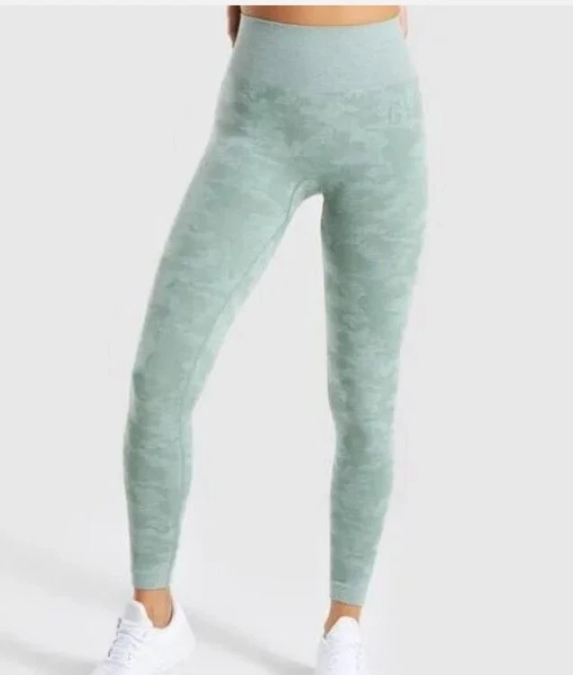 Gymshark Camo Seamless Leggings in Sage Green M