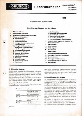 Service manual for Grundig Studio 2000 A, B
