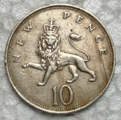 VINTAGE RARE D.GREG.F.D.1968 ELIZABETH.Ⅱ NEW PENCE 10 COIN