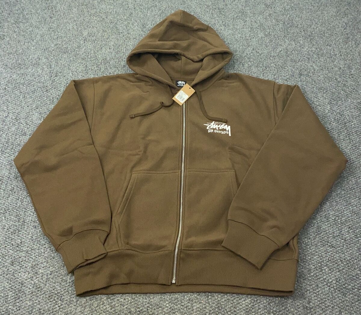 Stussy Stock L.A. Zip Hoodie Mens XL Coffee Sweatshirt Los Stussy Stock L.A. Zip Hoodie Mens XL Coffee Sweatshirt Los