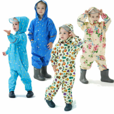 Kids Puddle Paddle Rain Suit Boys Girls All in One Overalls