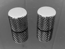 2 Fender Squier PRESS FIT Chrome FLAT TOP KNOBS Tele P Bass Telecaster Precision