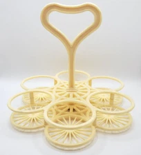 Vintage Drink Caddy Tumbler Tray with Handle Holds Six Plastic Mid Century