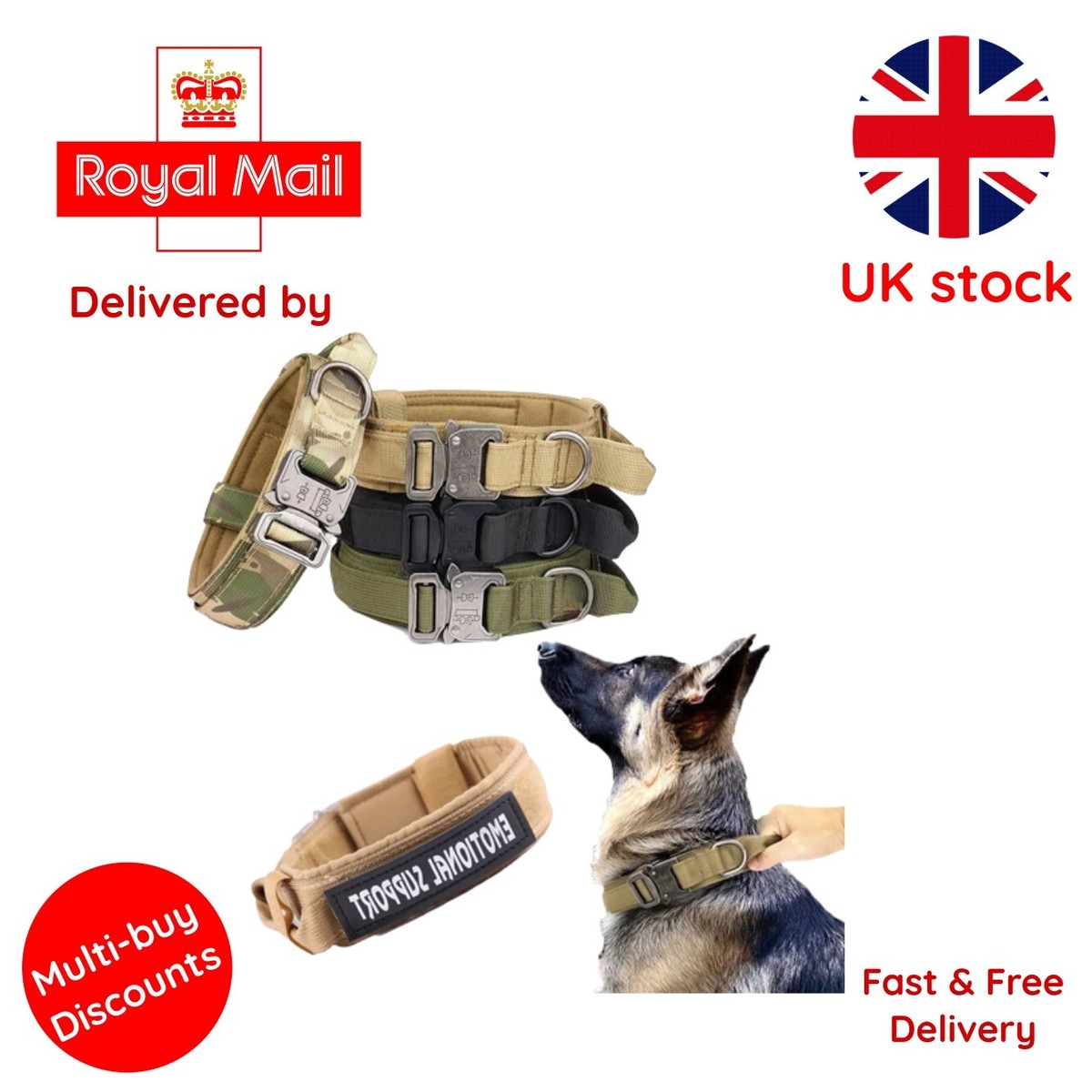 Tactical Police Dog Collar Military Adjustable Durable Nylon German Shepard
