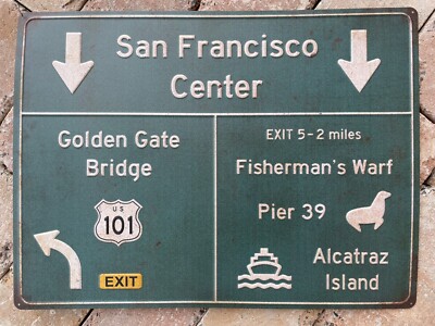 Blechschild San Francisco USA geprägt 58cm Straßenschild Biker retro Deko Diner