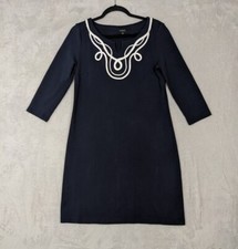 Talbots Womens Dress Size Medium ~ Blue Jersey Knit Knee Length 3/4 Sleeve