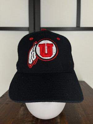 Utah Utes Hat Cap Fitted Adult 7 1/8 Black Red Wool Acrylic Blend Zephyr NCAA