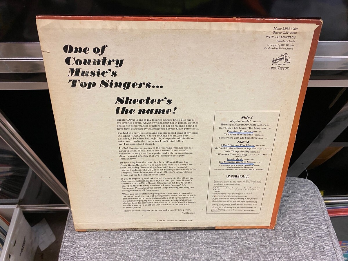 Skeeter Davis Why So Lonely LP RCA Victor STEREO VG | eBay