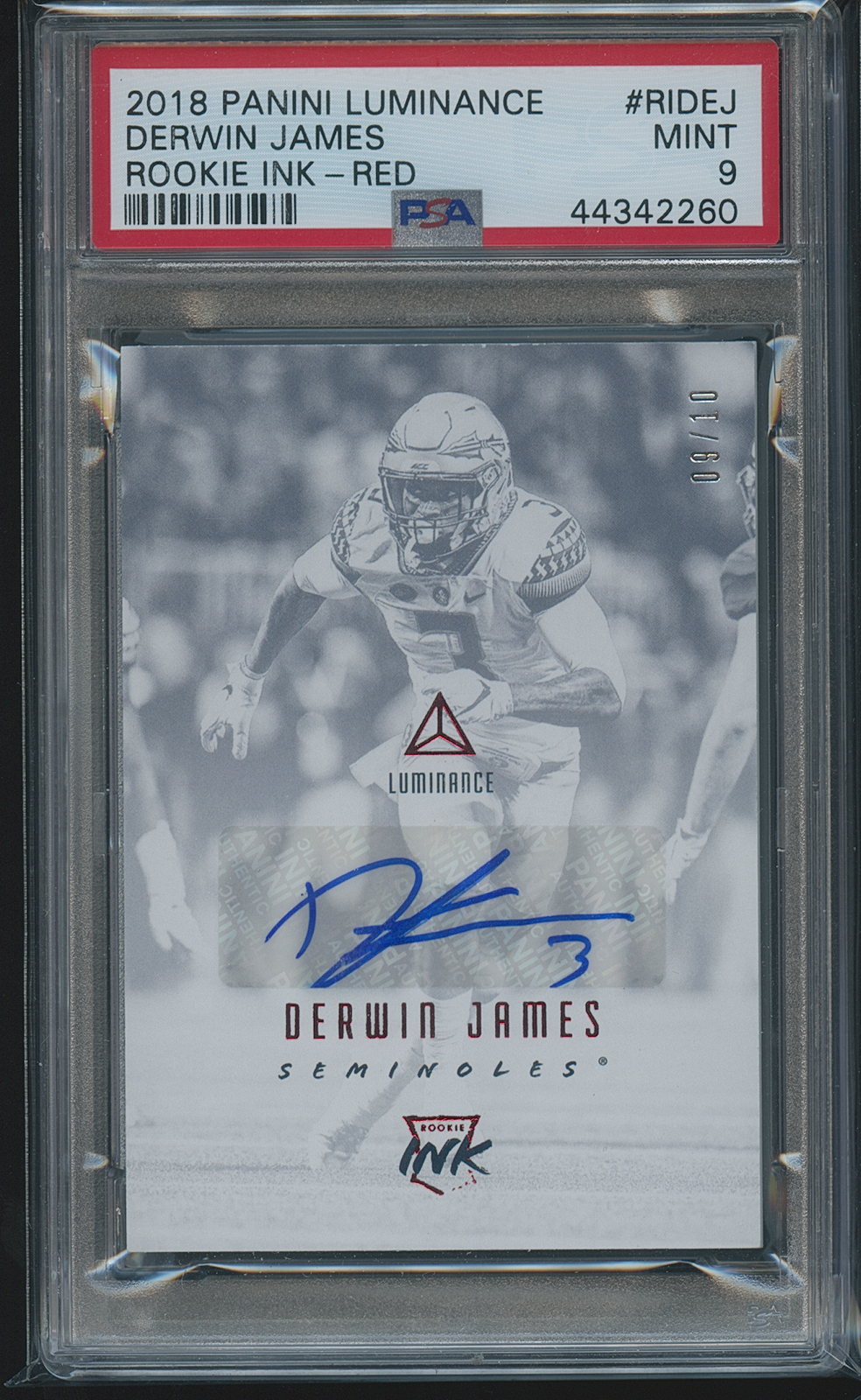 Derwin James Panini Luminance Rookie Ink #RIDEJ Red