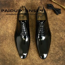 British Real Leather Formal Dress Shoes Men Pointed Toe Wedding Party Suit Shoes