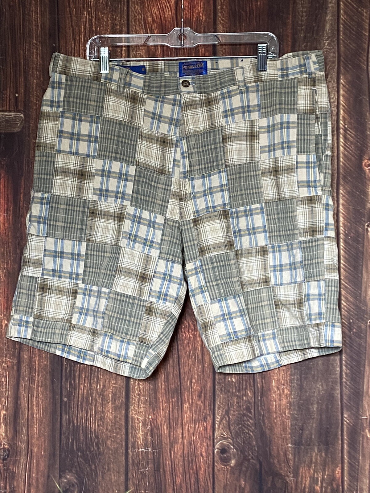 Pendleton Men's Plaid Patchwork Flat Front Casual… - image 1