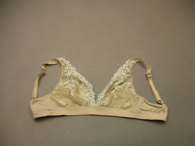 34 Wacoal Womens Beige Lace Unlined Wireless Back Closure Bralette Bra 7H