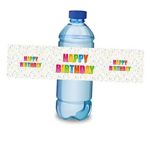 Colorful Happy Birthday Party Water Bottle Labels, Happy Birthday