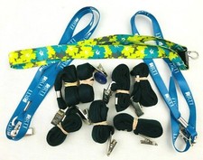 Lot of 10 Unique Lanyards ID Holders Key Ring - Black Shoestring  RTI Brand Lc