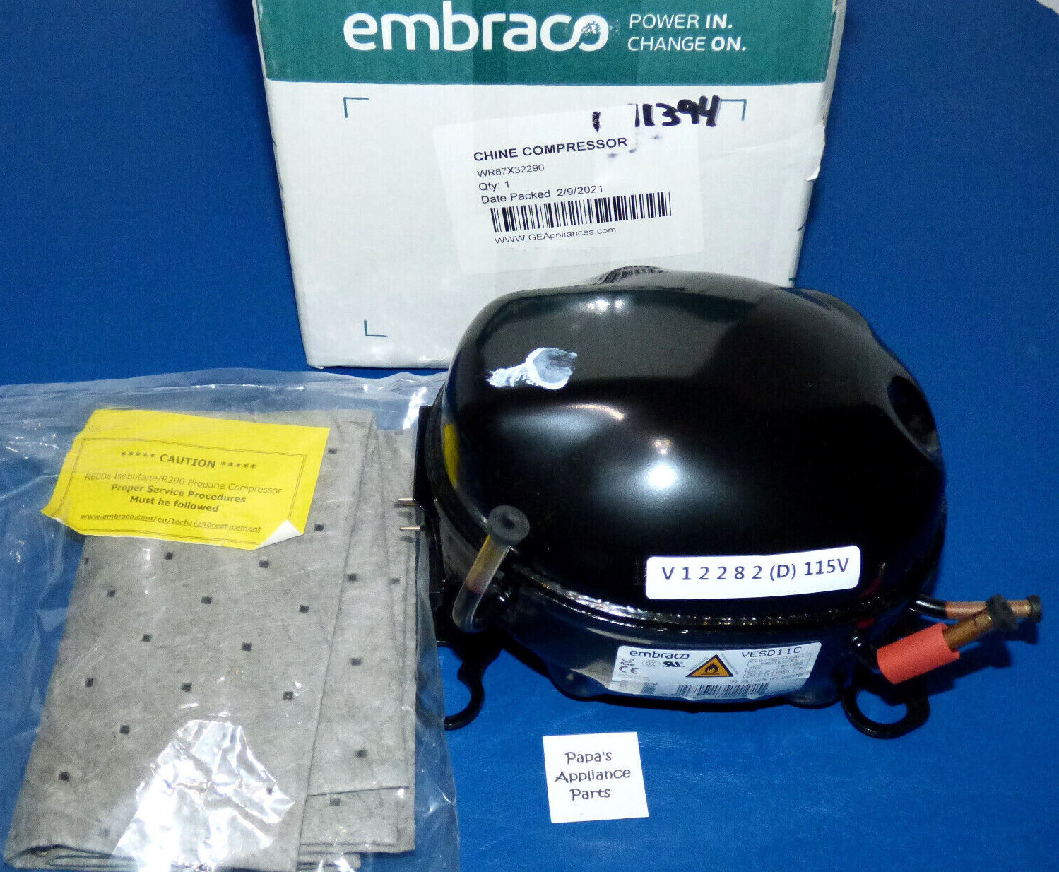 NEW GENUINE OEM GE WR87X32290 WR87X32467 REFRIGERATOR COMPRESSOR  