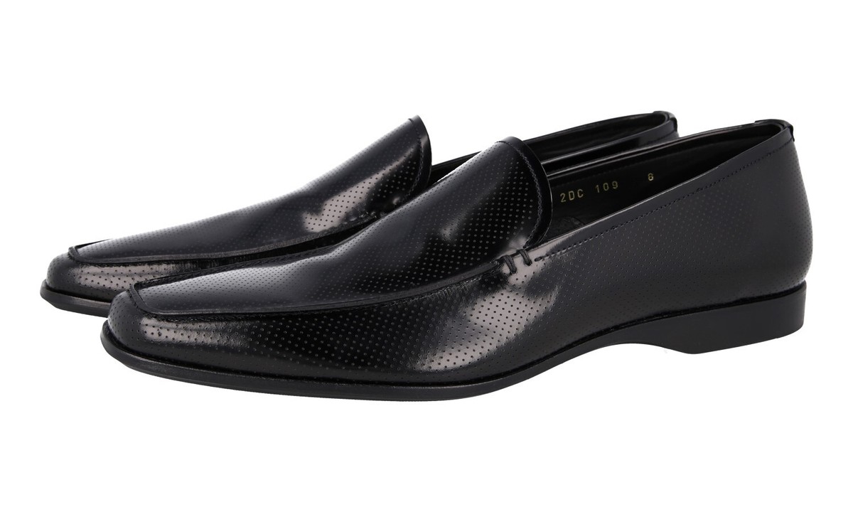 LUXURY PRADA LOAFER SHOES 2DC109 BLACK PIQUEE LEATHER NEW US  display picture 3