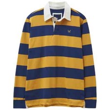 CREW CLOTHING CO. Mens Rugby Pullover Blue/Sunflower 