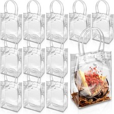 18 Pack Clear Plastic Gift Bags with Handle,9.06" X 6.7" X 2.76" Reusable PVC Wr