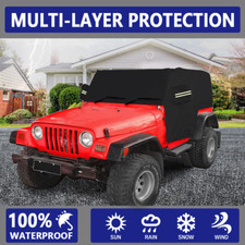 Half Car Cover Rain Dust Uv Protection For Jeep Wrangler Cj Yj Tj Jk 2 Door
