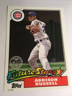 2017 Topps 1987 Parallel Jumbo 5x7 Addison Russell Cubs 92 # d /49