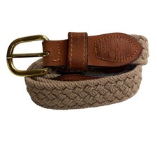 Zep Pro Woven Canvas Belt Mens 38 Fits Big Brass Buckle Leather Classic USA Made