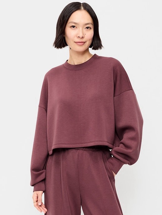 Old Navy Bounce Fleece Crew Neck Cropped Top XL Rosette NWT