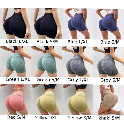 Fitness Sports Shorts Elastic High Waisted Nylon Spandex Leggings for Women - Picture 12 of 14