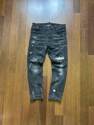 Dsquared2 Ripped Distressed Denim Biker Jeans Men s Italy Size 48 Painted Faded