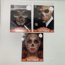 Lot of 3 Savvi Boo Costume Tattoo Temporary Effect Halloween Accessory Skull USA
