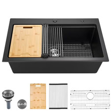 33 In. Kitchen Drop-In Sink Quartz Workstation, Top Mount Granite Sinks, Drop-In