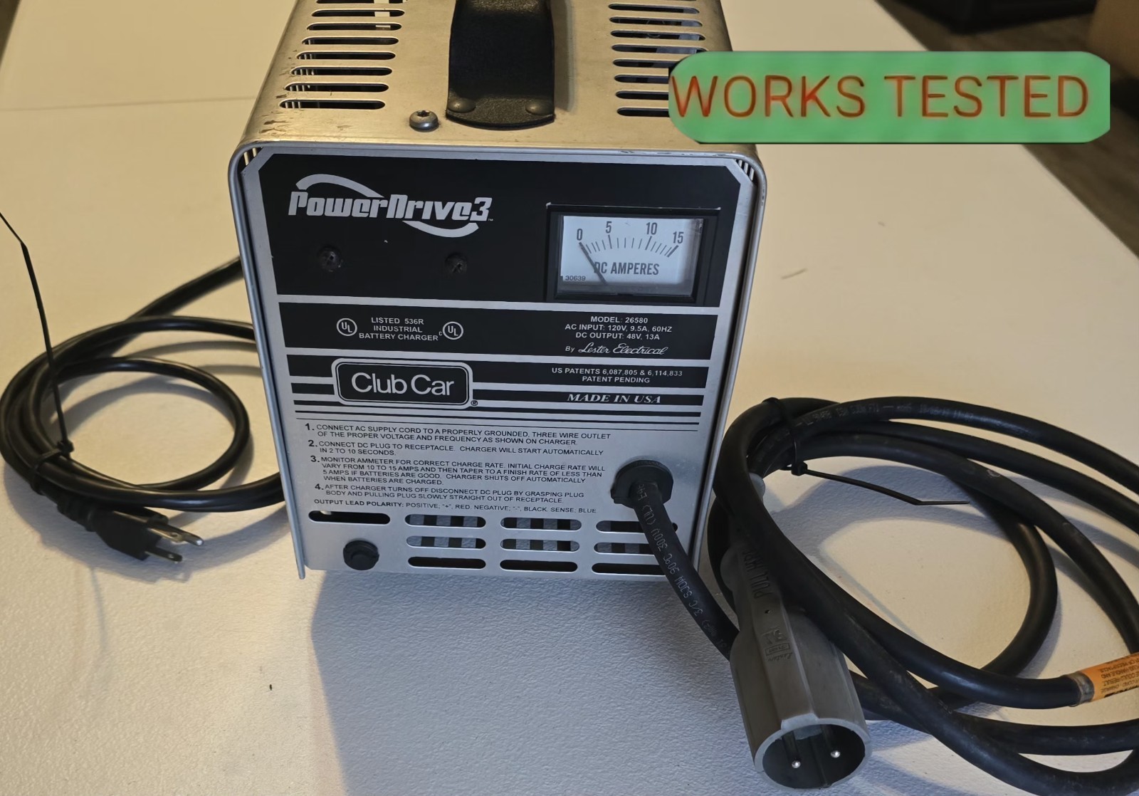 Club Car Power Drive 3 48V Golf Cart Battery Charger TESTED 