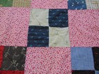 Victorian Quilt Top-CHECKERBOARD Pattern-68x82-Pink & Red Calico-VG-BEAUTIFUL — photo 7