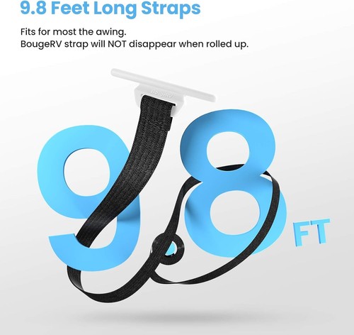 RV Awning Pull Straps, 9.8FT (118 Inches) Upgraded 118 Inches, Black - Foto 4 di 9