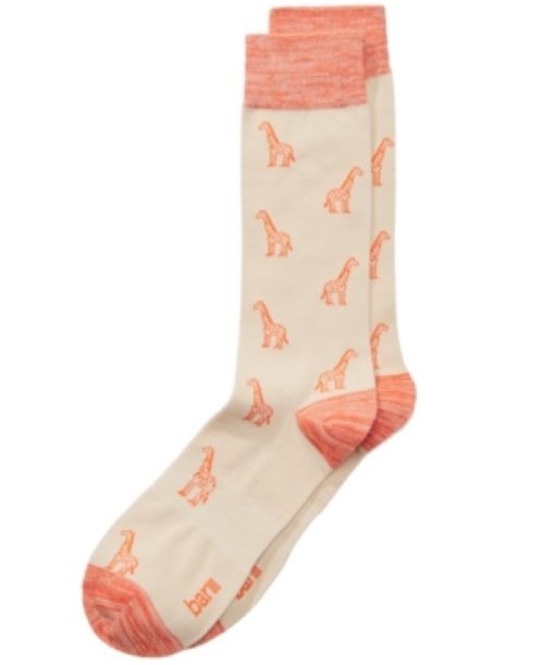 Bar Iii Mens Giraffe Dress Socks in Orange Shoe Size 7-12