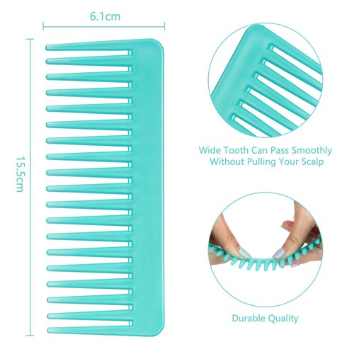 Patelai Wide Tooth Comb Large Hair 2 Count (Pack of 1), White, Cyan - Picture 2 of 6