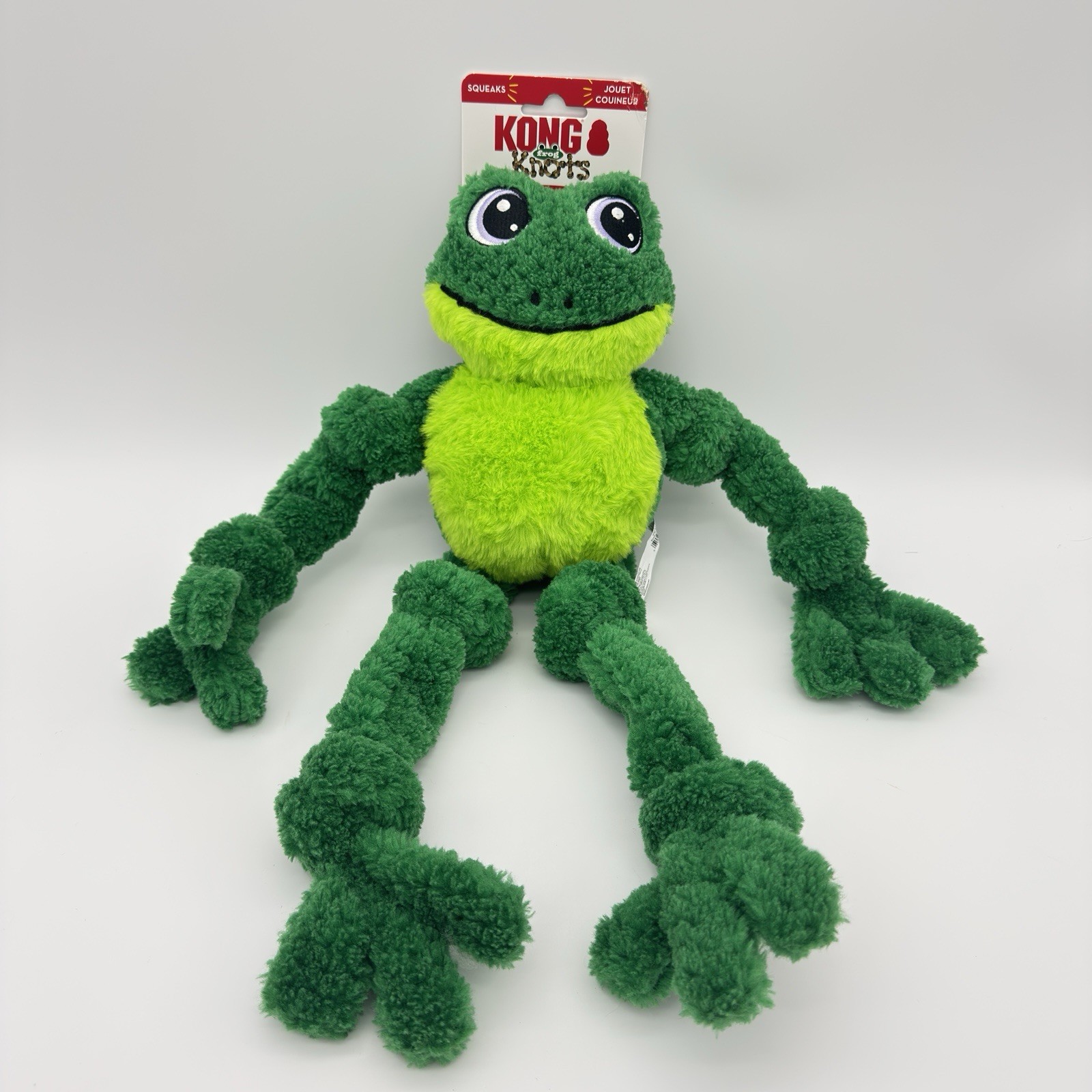 KONG Knots Frog Lg/XL Green Low Stuff Squeaky Tug & Shake Do