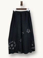 Gonna lunga in jacquard di cotone MOYURU / JIU fantasia floreale nera SENSO...