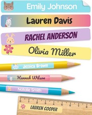 75 Personalized Kids Name Labels Waterproof Stickers for School Supplies Pens