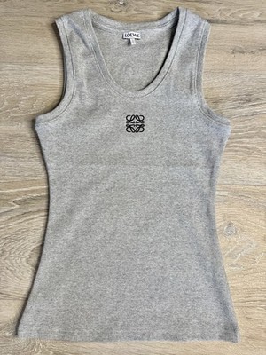 Loewe Women's Grey Anagram Logo Tank Top Sleeveless Shirt Size Large