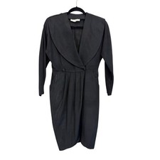 Vintage Simon Jeffrey Jacket Dress 10 Black Wide Collar Formal Evening Business