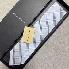 Burberry Silk Tie Blue Check Unused Tag Included Classic Necktie